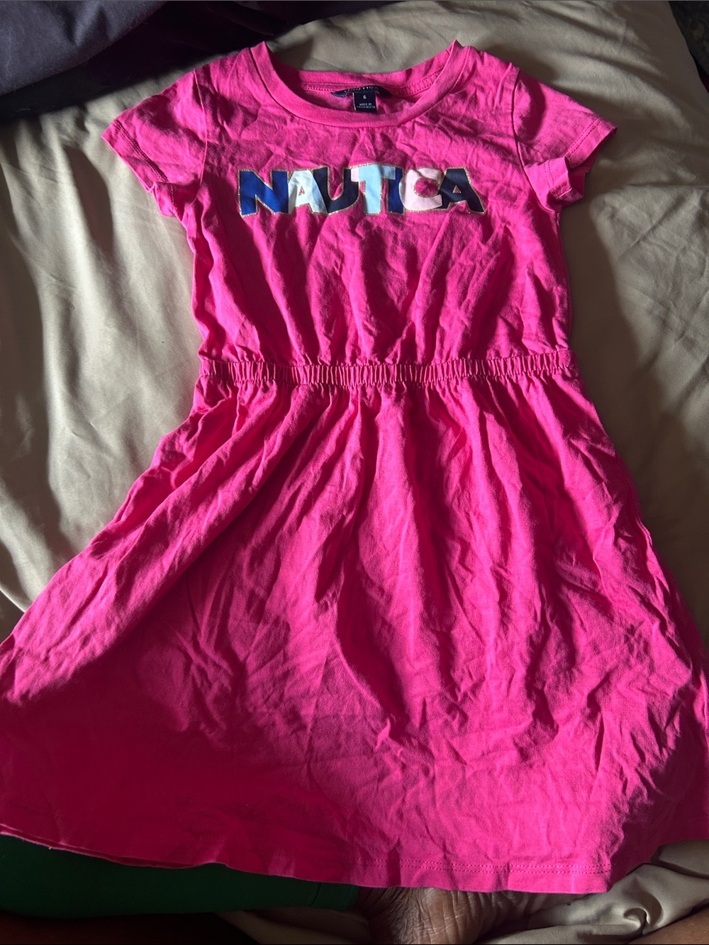 Nautica Girls Bright Pink Logo Knit Dress